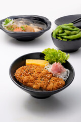 Tonkatsu - Japanese pork cutlet deep fried on rice eat with tamagoyaki