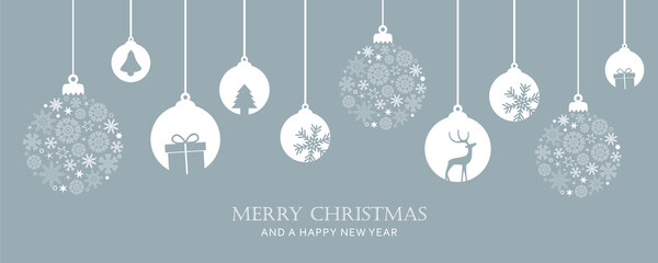 merry christmas card with hanging ball decoration vector illustration EPS10