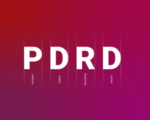 PDRD - Portable Digital Recording Device
acronym, modern and minimalist concept background