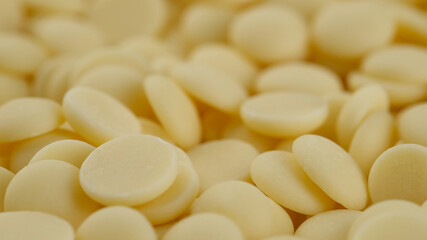 white chocolate chips close up