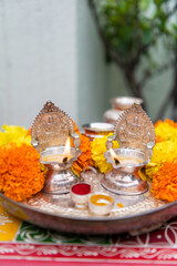 Oil lamp, Diwali , Hindu festival , royal Rajasthan, India	