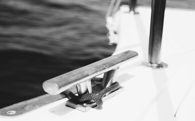 Details of the deck of a small boat near the coast of the island of Tenerife