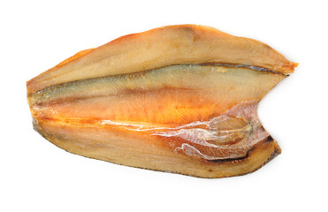 Dried salted fishes on white background