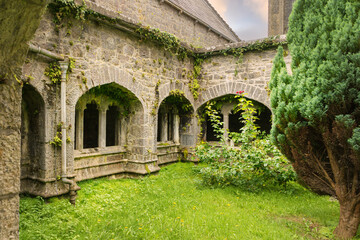Fototapeta premium View of the cloister of the Augustinian Abbey near the village of Adare in Ireland.