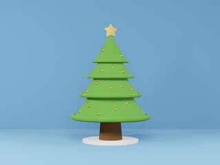 3D render - 3D Christmas tree, Abstract ideas stylized design Christmas tree set, Merry Christmas concept, new year 2021