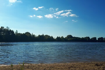 beach lake, blue water and sunlight