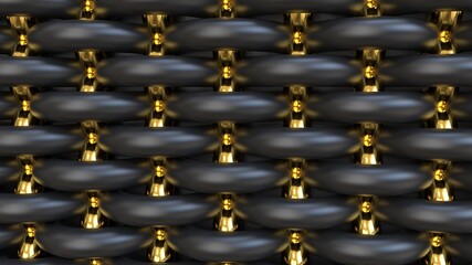 3d render pattern of black and gold shapes