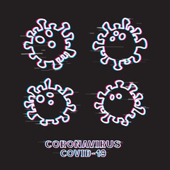 coronavirus covid-19 outline glitch design