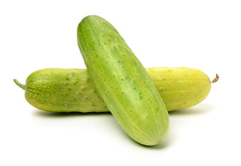 overripe cucumber on white background