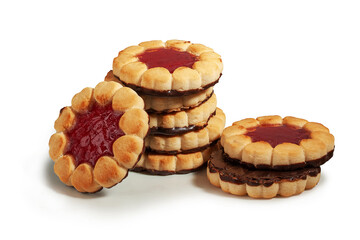 печенье с шоколадом и клубничным джемом