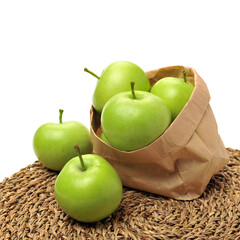 Green apples isolated on white background