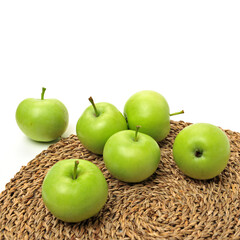 Green apples isolated on white background
