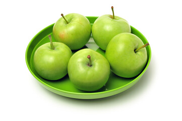 Green apples isolated on white background