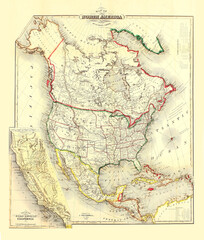 Old map of North America. Background for designers