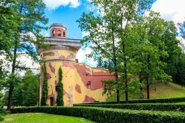 Tower-ruin in Catherine park at Tsarskoye Selo in Pushkin, Russia