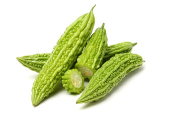 Bitter melon , Bitter gourd on white background
