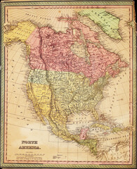 Old antique map of North America. Beautiful background for designers