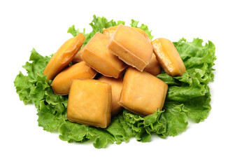 Dried bean curd on white background