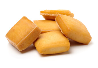 Dried bean curd on white background