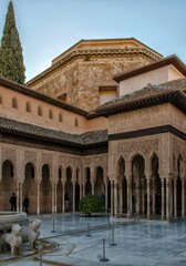 Fototapeta premium Le patio aux lions de l'Alhambra de Grenade, Espagne