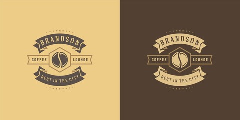 Coffee shop logo template vector illustration with bean silhouette good for cafe badge design and menu decoration