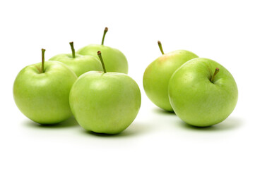 Green apples isolated on white background