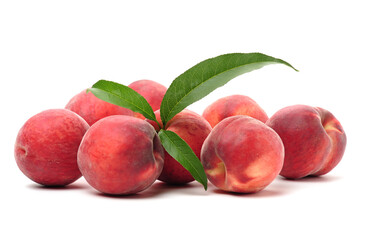 ripe peach on white background