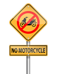 no motorcycle sign pole on white background - 389859474