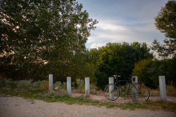 Abandoned vintage bicycle at the countryside 