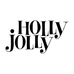 Holly Jolly hand-drawn lettering quote for Christmas time. Text for social media, print, t-shirt, card, poster, promotional gift, landing page, web design elements. Vector illustration