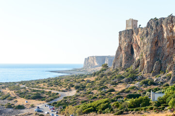 Fototapeta na wymiar Amazing view of a Mediterranean landscape from the Macari viewpoint in Sicily near San Vito Lo Capo