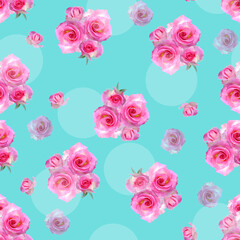 seamless pattern with pink roses