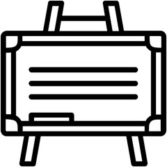 
A square shaped board  on a stand with chalk to write for school study. 
