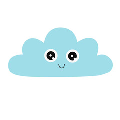 Print Happy cartoon cloud hand drawn. Vector symbol illustration.