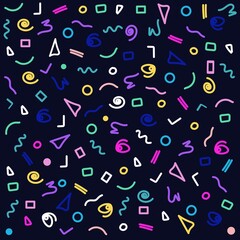 seamless pattern with  symbols in memphis style