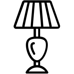 
A shaded lamp with the light bulb inside representing table lamp 
