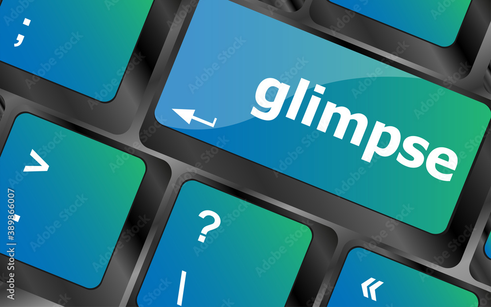 glimpse word on keyboard key, notebook computer button