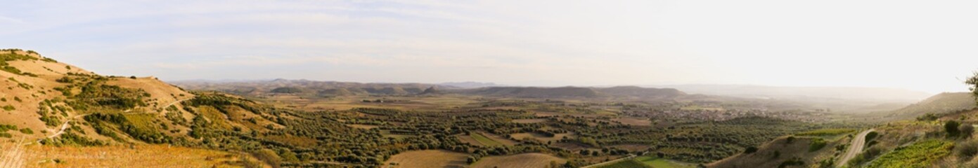 Panoramic view from the Giara di Tuili at sunset