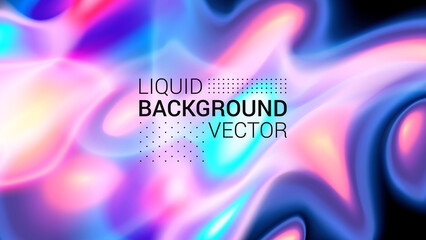 Abstract vector illustration. Dynamic 3-D drops of a transparent liquid against a dark background. Trendy image for banners and brochures. Colorful chaotic paint splashes. Trendy minimalistic image.