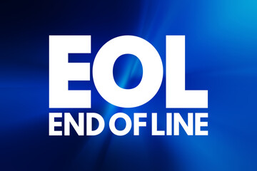EOL - End of Line acronym, technology concept background