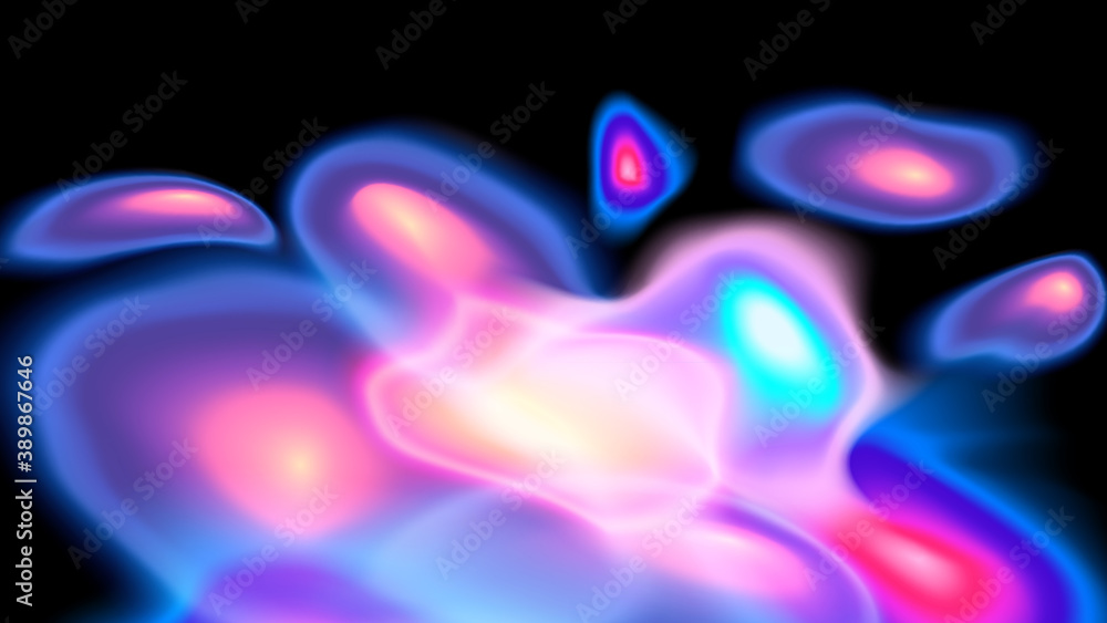 Poster modern liquid horizontal background. dynamic 3-d drops of a transparent liquid against a dark backgr