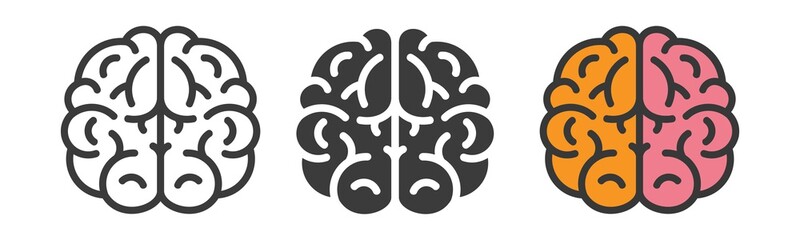 Human brain icon, brain in different style, vector illustration