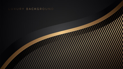 Abstract luxury black and wavy gold lines abstract background. Elegant for magazine, brochure, banner, poster, business card template.