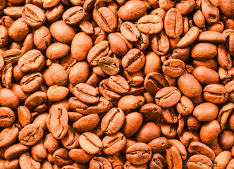 Background of aromatic roasted coffee beans.