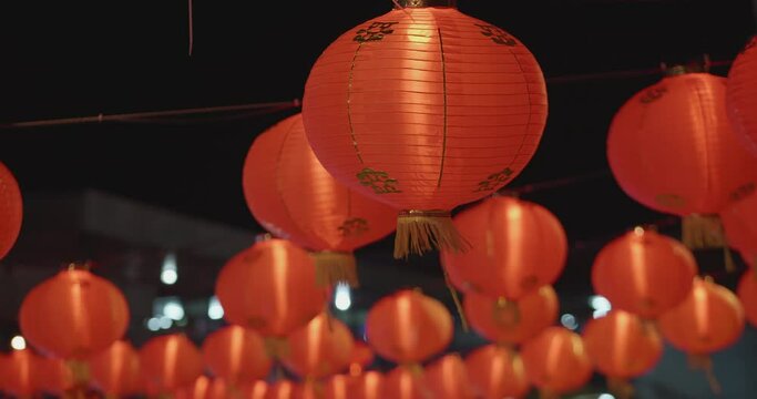 red latern decoration on street