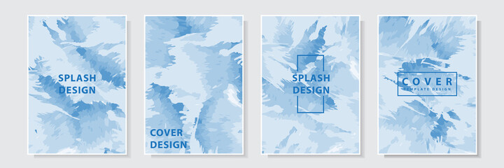 splash watercolor cover template design set collection, with blue color