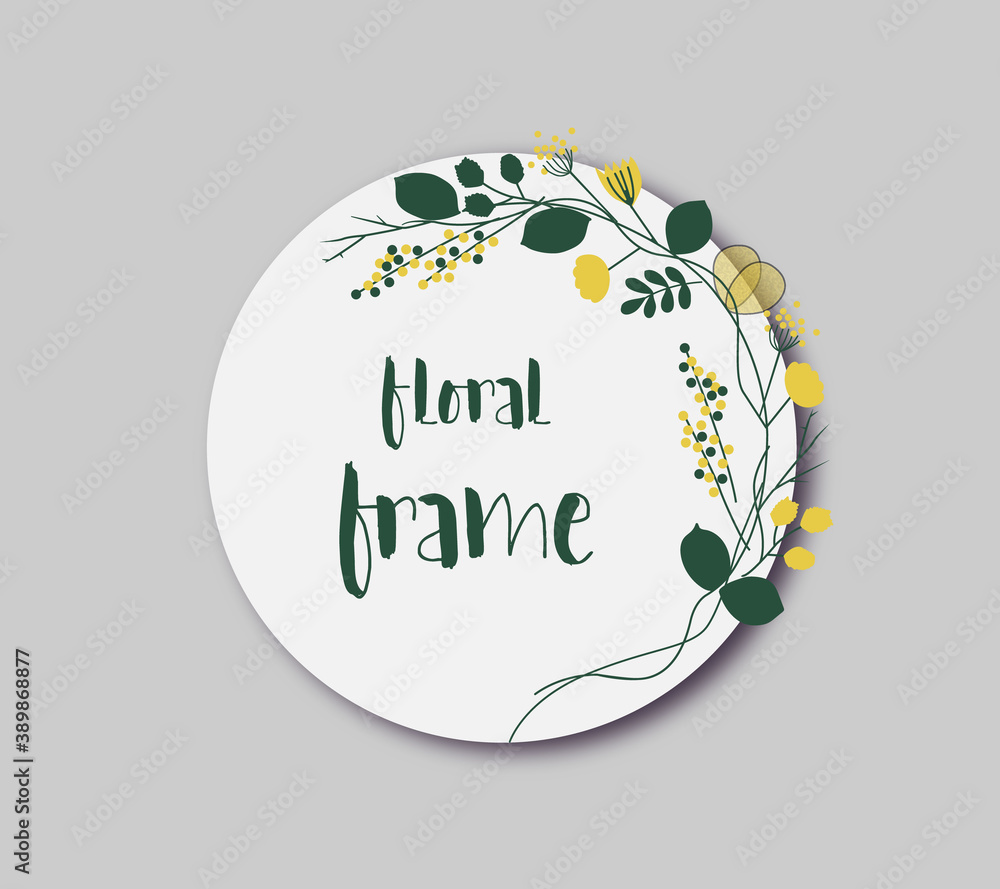 Fototapete vector frame template with flowers and typographic design elements