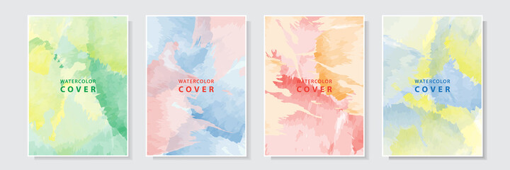 colorful abstract splash watercolor style cover art template design set collection background vector