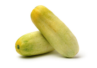 overripe cucumber on white background