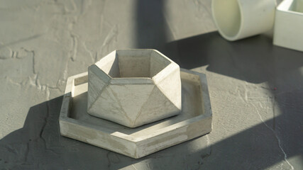 Mini Cement Plant pot kept on concrete surface as nice display